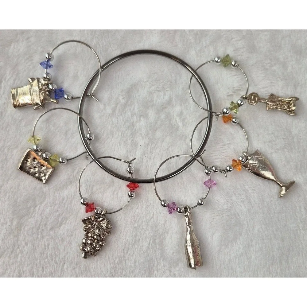 Weighty Silver Trinket Charm‎ Drink Markers Wine Themed Entertaining Barware